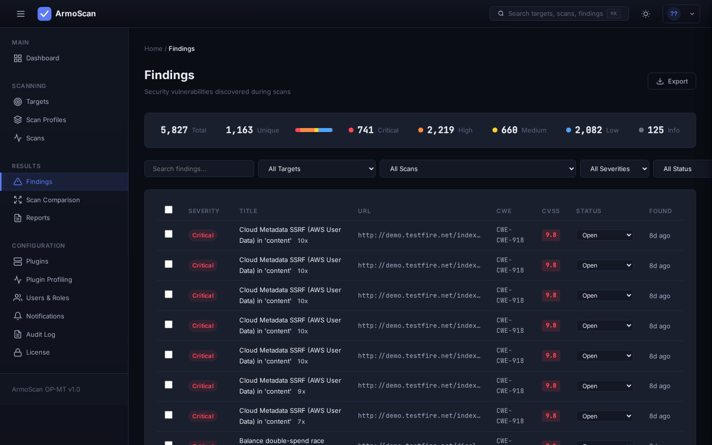 ArmoScan Findings — vulnerability management