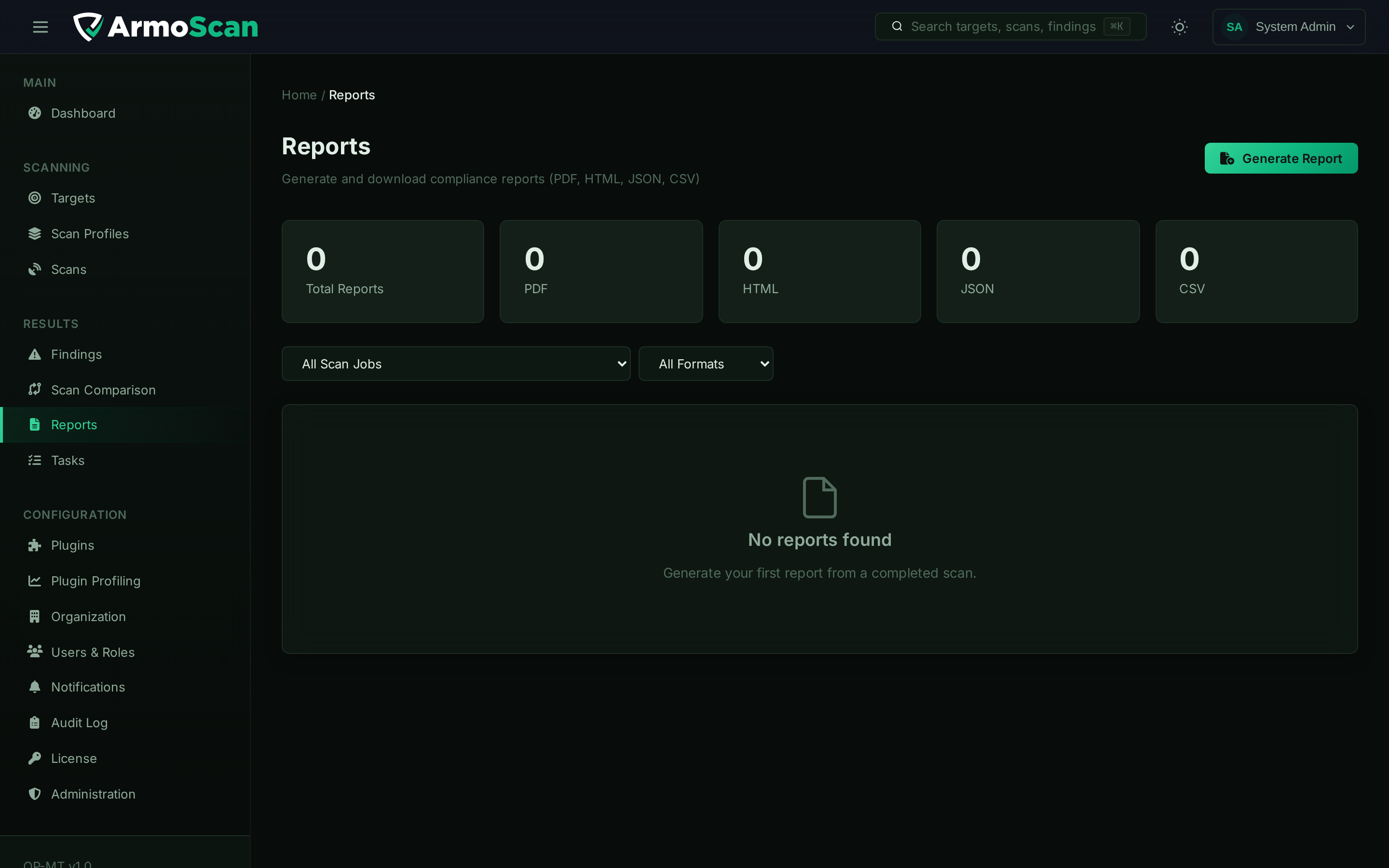 ArmoScan — compliance reporting